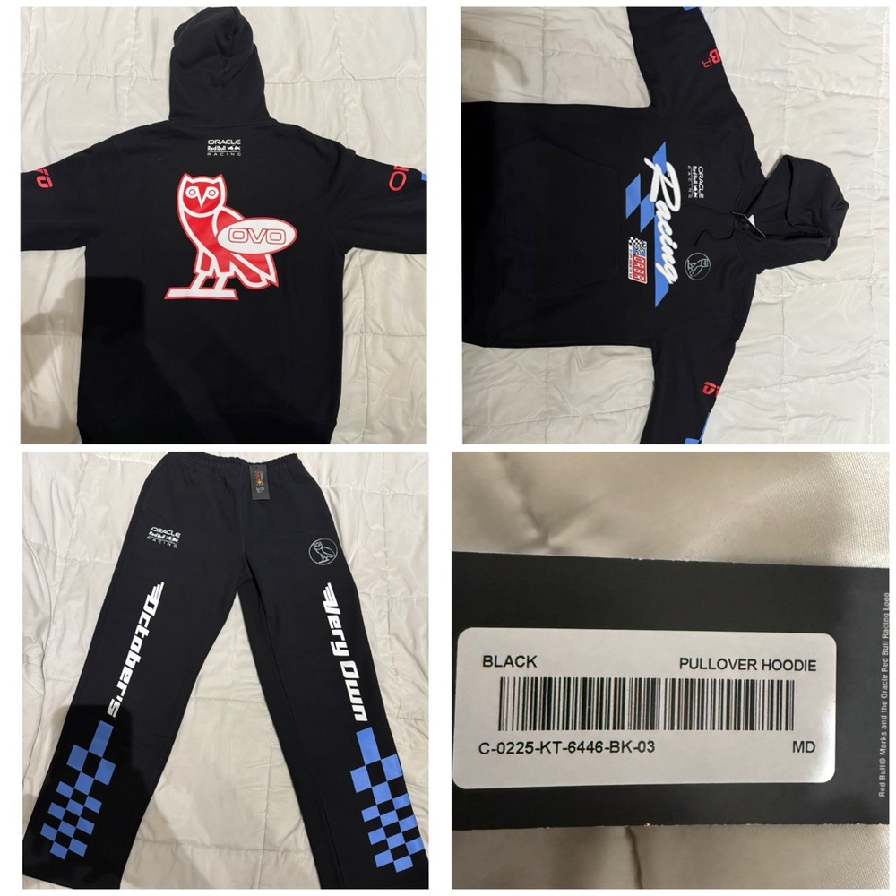 OVO Black Hoodie and Joggers with Racing Graphics